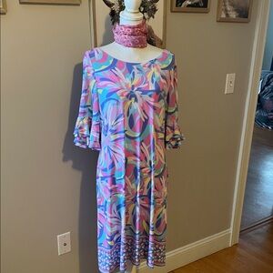 Vibrant Cappagallo  Multicolor 3/4 Sleeve Dress